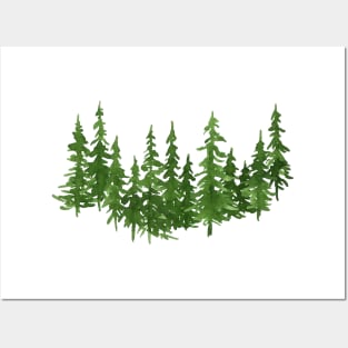 Watercolor pine trees Posters and Art